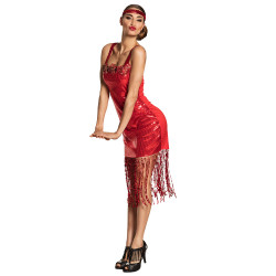 Červený kostým Charleston s flitrami, veľkosť 44/46